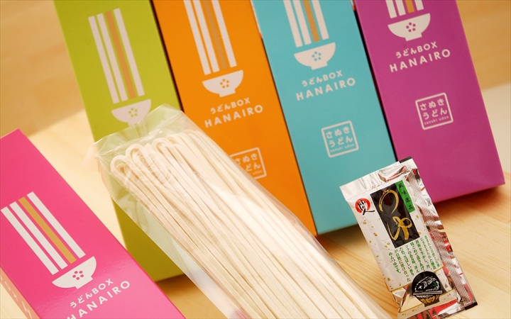 【(株) 藤井製麺】うどんBOX HANAIRO5色セット うどん120g×5、つゆ15ml×5◆