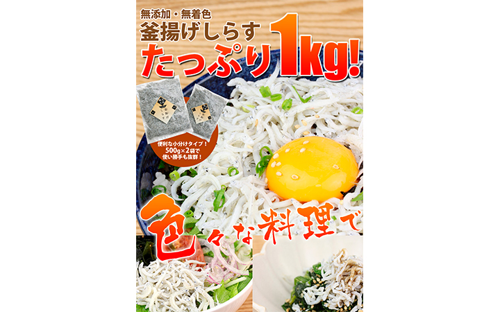 ※冷凍※【大平水産 (株)】釜揚げしらす1kg(500g×2)　◆