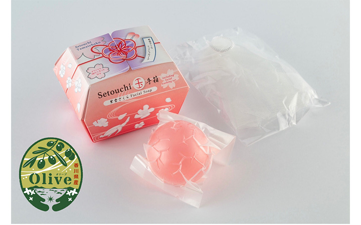 【(有)パルテック】Setouchi玉手箱紫雲さくらFacial soap～泡立てネット付き